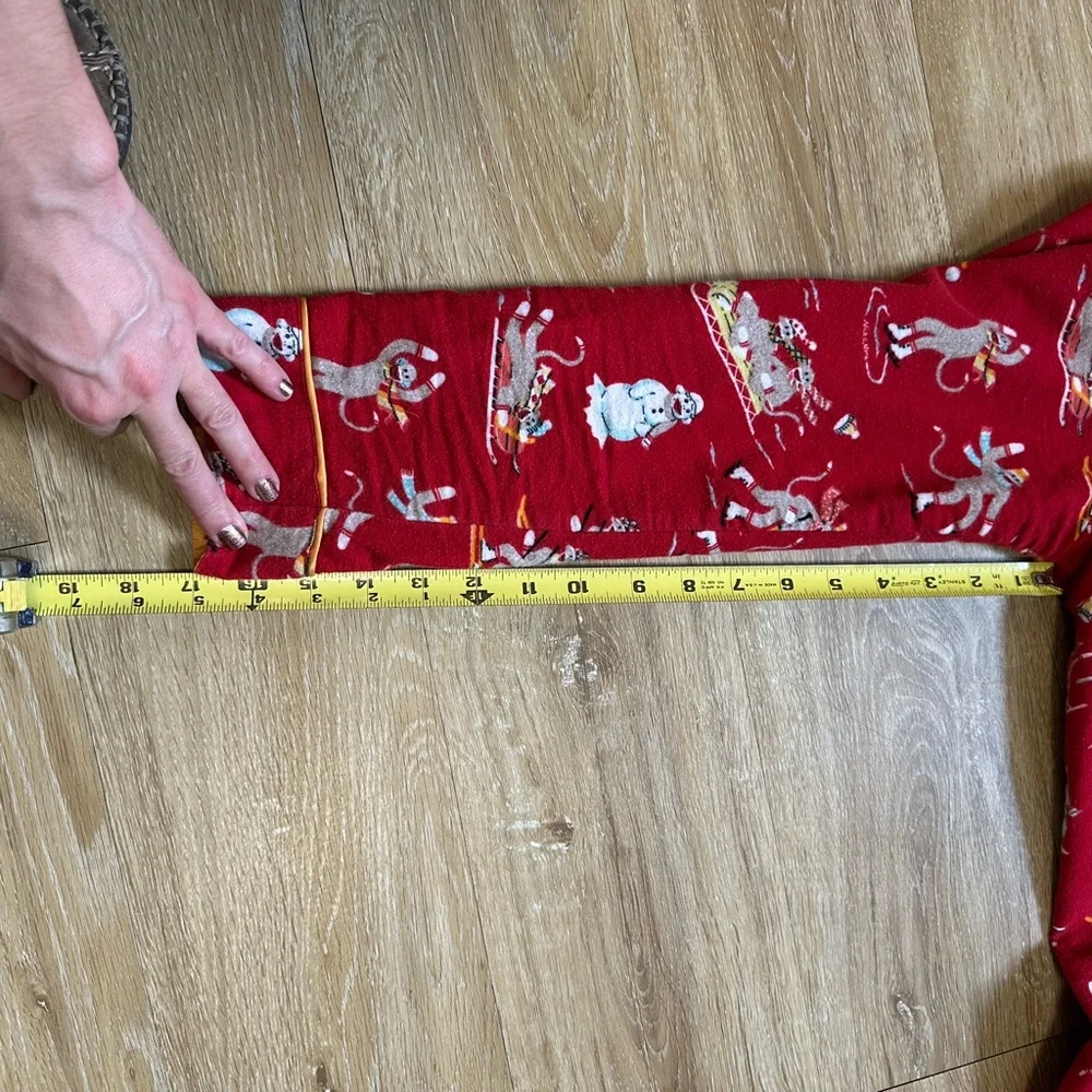NICK & NORA DOWNHILL MONKEYS 100% COTTON Flannel Set Red Flannel Pajamas S - Picture 7 of 10
